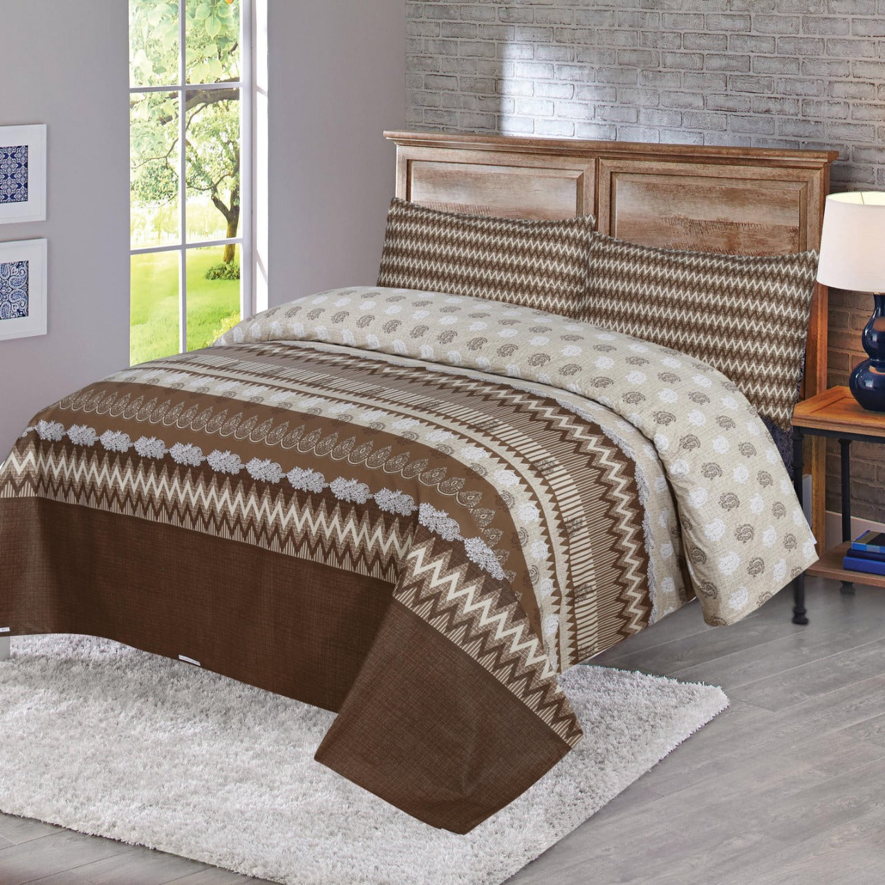 Cotton bed sheet with 2 pillow cases