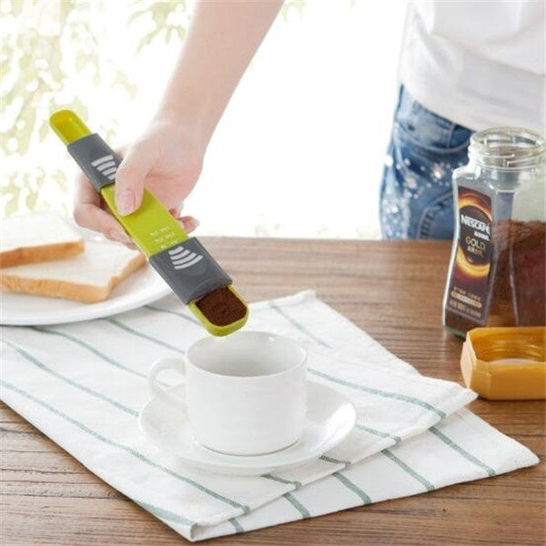 Convenience Home Practical Green Double Adjustable Scale Measuring Spoon
