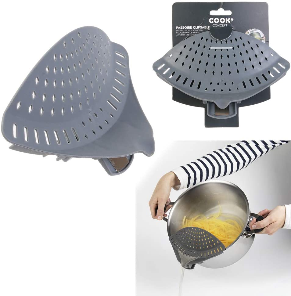 Clip-On Pot Pasta Strainer Plastic Vegetable Fruit Pasta Colander