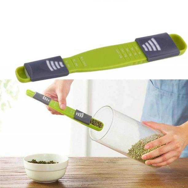 Convenience Home Practical Green Double Adjustable Scale Measuring Spoon