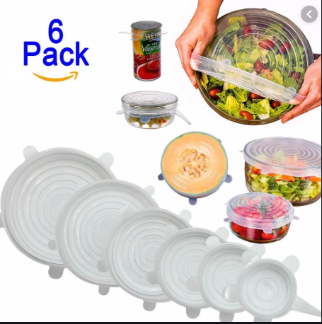 Silicone Stretch Lids, Scoolr 6-Pack