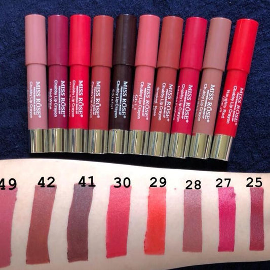 Colors Matt Lipstick Lips Makeup Kit, Chubby Lip Crayon Matte Batom Stick Cosmetic