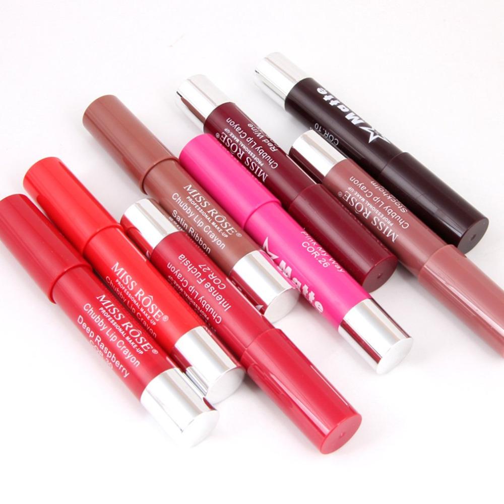 Colors Matt Lipstick Lips Makeup Kit, Chubby Lip Crayon Matte Batom Stick Cosmetic