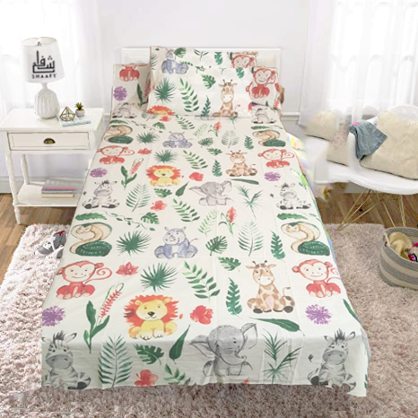Single kids bedsheet with 1 pillow cover-forest print