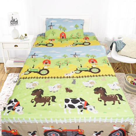 Single kids bed sheet with 1 pillow cover-cartoon print